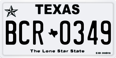 TX license plate BCR0349