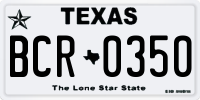 TX license plate BCR0350