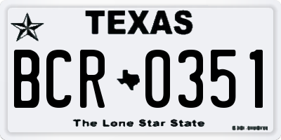 TX license plate BCR0351