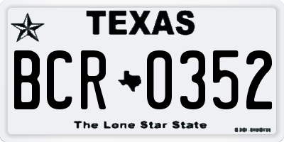 TX license plate BCR0352
