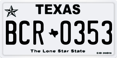 TX license plate BCR0353