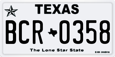 TX license plate BCR0358