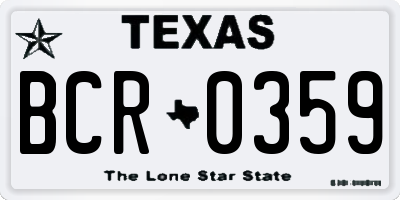 TX license plate BCR0359