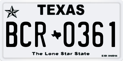 TX license plate BCR0361