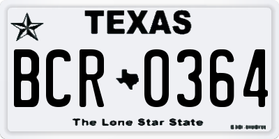 TX license plate BCR0364