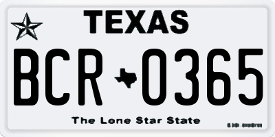 TX license plate BCR0365