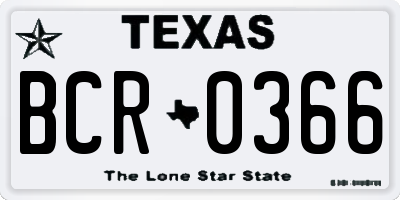 TX license plate BCR0366