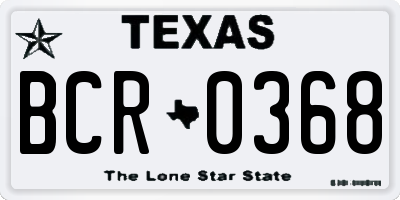TX license plate BCR0368