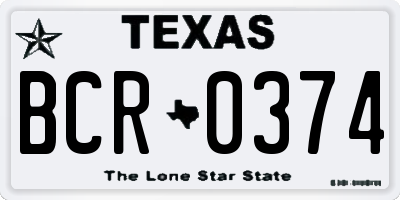 TX license plate BCR0374
