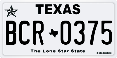 TX license plate BCR0375