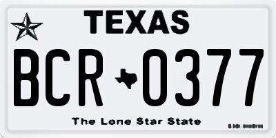 TX license plate BCR0377