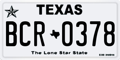 TX license plate BCR0378