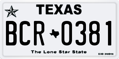 TX license plate BCR0381