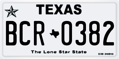 TX license plate BCR0382