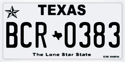 TX license plate BCR0383