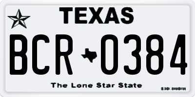 TX license plate BCR0384