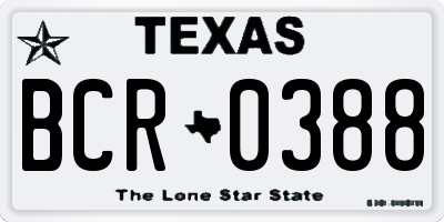 TX license plate BCR0388