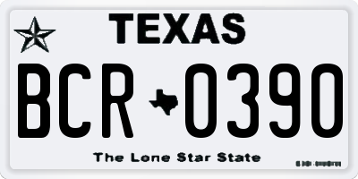 TX license plate BCR0390