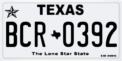 TX license plate BCR0392