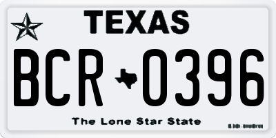 TX license plate BCR0396