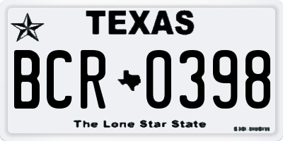 TX license plate BCR0398
