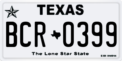 TX license plate BCR0399