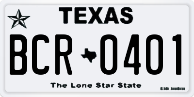 TX license plate BCR0401