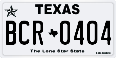 TX license plate BCR0404