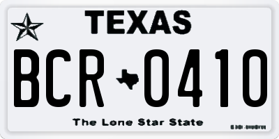 TX license plate BCR0410
