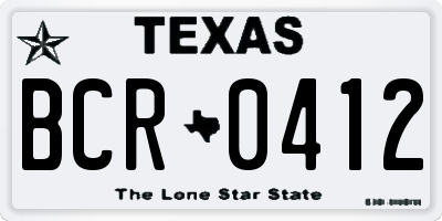 TX license plate BCR0412