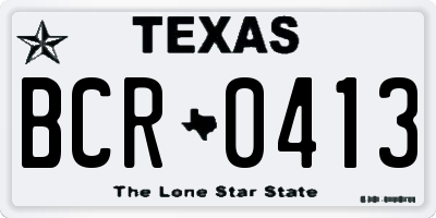 TX license plate BCR0413