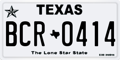 TX license plate BCR0414