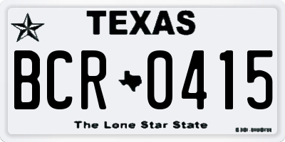 TX license plate BCR0415