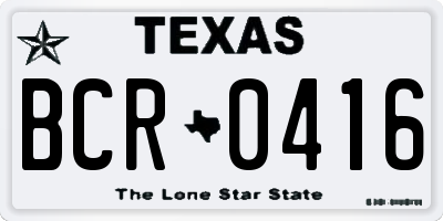 TX license plate BCR0416