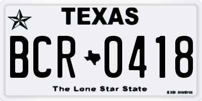TX license plate BCR0418
