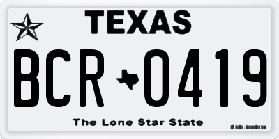 TX license plate BCR0419