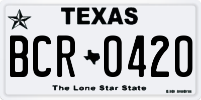 TX license plate BCR0420
