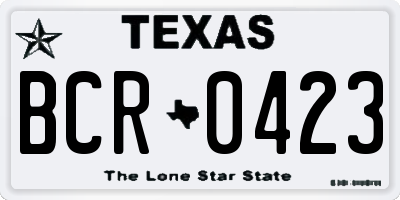 TX license plate BCR0423
