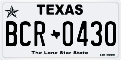 TX license plate BCR0430