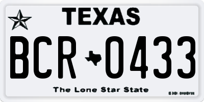 TX license plate BCR0433
