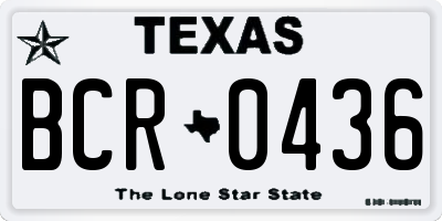 TX license plate BCR0436