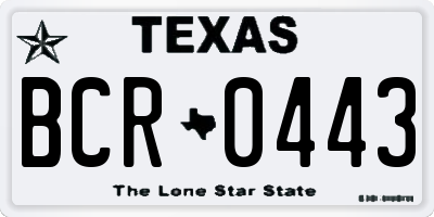 TX license plate BCR0443