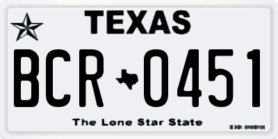 TX license plate BCR0451