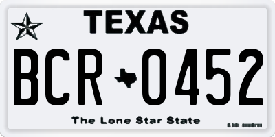 TX license plate BCR0452