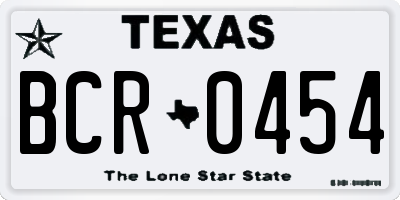 TX license plate BCR0454