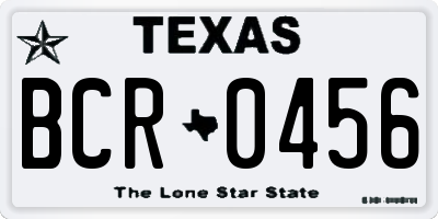 TX license plate BCR0456