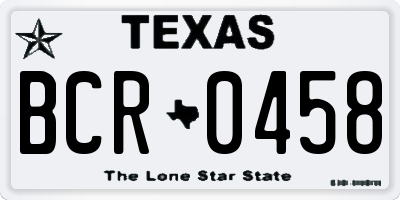 TX license plate BCR0458