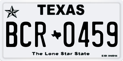 TX license plate BCR0459