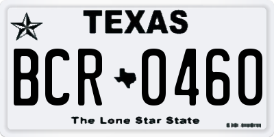 TX license plate BCR0460