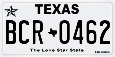 TX license plate BCR0462